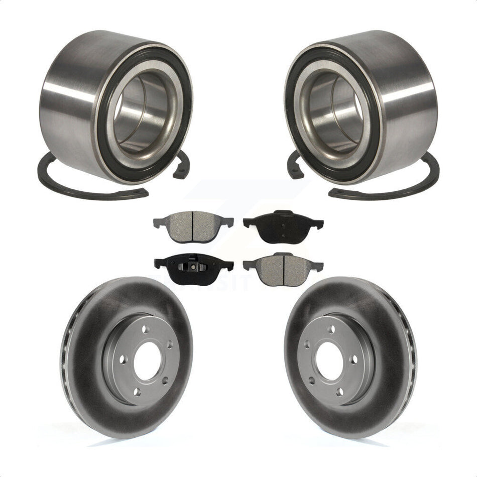 Front Wheel Bearing With Coated Disc Brake Rotors And Semi-Metallic Pads Kit For Ford Focus C-Max KBB-101796