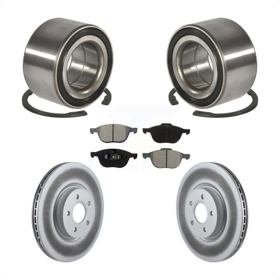 Front Wheel Bearing With Coated Disc Brake Rotors And Semi-Metallic Pads Kit For 2014 Ford Connect 104.8" wheel base KBB-101797