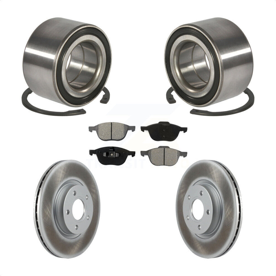 Front Wheel Bearing With Coated Disc Brake Rotors And Semi-Metallic Pads Kit For Ford Escape C-Max KBB-101799