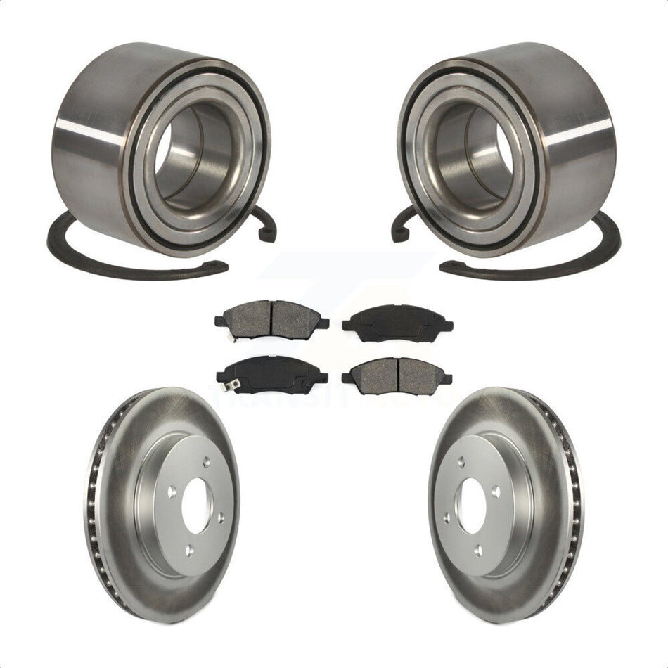 Front Wheel Bearing With Coated Disc Brake Rotors And Semi-Metallic Pads Kit For Nissan Versa Note Micra KBB-101809
