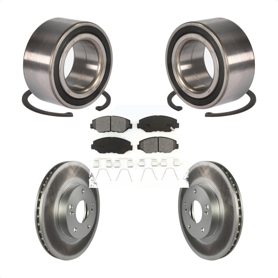 Front Wheel Bearing With Coated Disc Brake Rotors And Semi-Metallic Pads Kit For Honda Accord KBB-101821