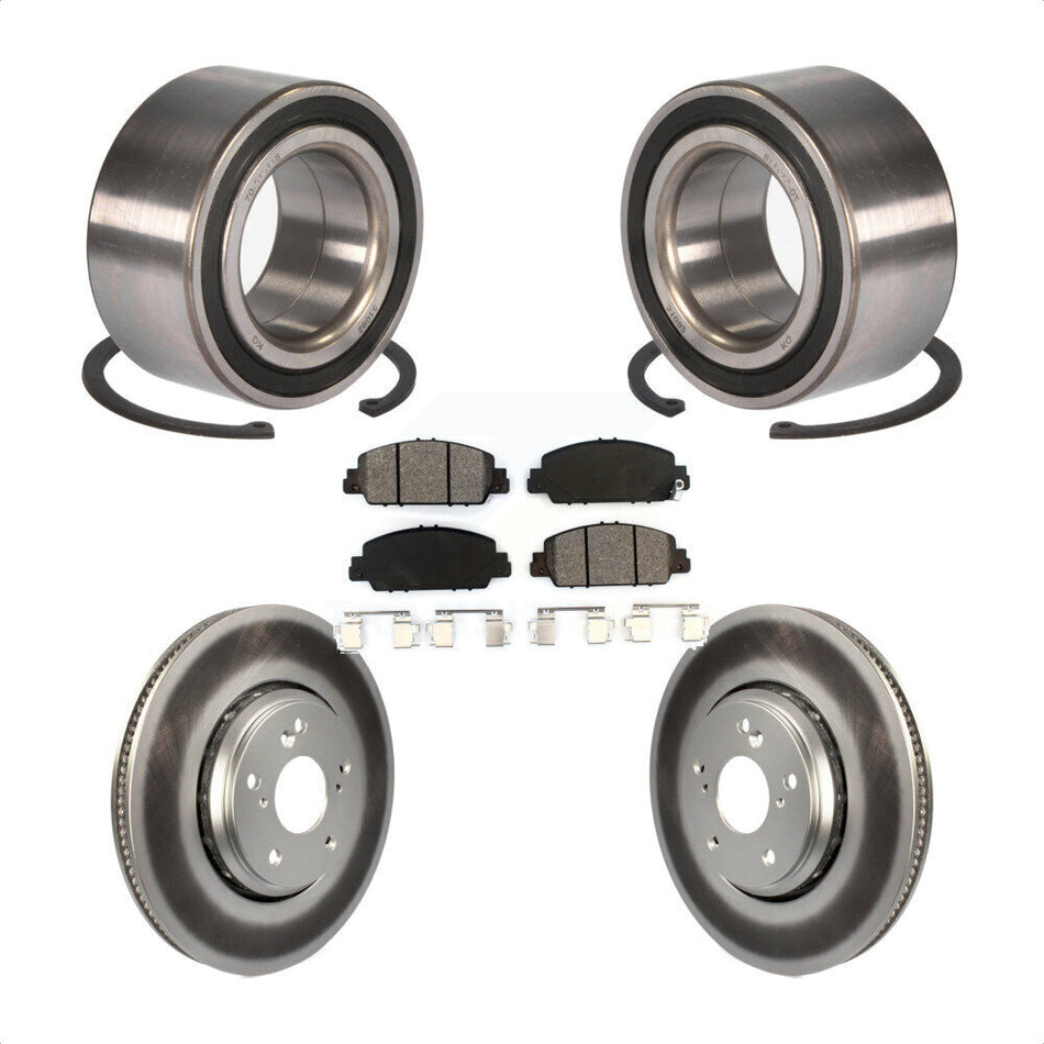 Front Wheel Bearing With Coated Disc Brake Rotors And Semi-Metallic Pads Kit For 2017 Honda Accord Hybrid EX-L Touring KBB-101826