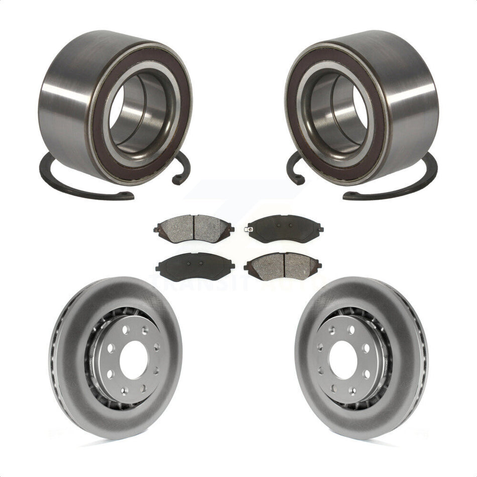 Front Wheel Bearing With Coated Disc Brake Rotors And Semi-Metallic Pads Kit For 2014-2016 Chevrolet Spark EV KBB-101828