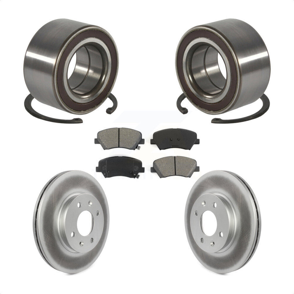 Front Wheel Bearing With Coated Disc Brake Rotors And Semi-Metallic Pads Kit For Kia Rio KBB-101832