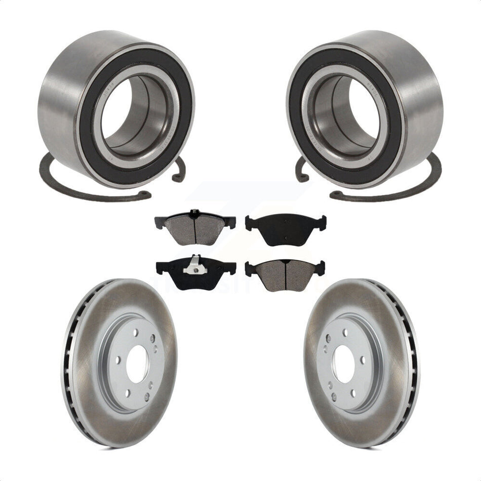 Front Wheel Bearing With Coated Disc Brake Rotors And Semi-Metallic Pads Kit For 1998-2002 Mercedes-Benz E320 4Matic KBB-101840