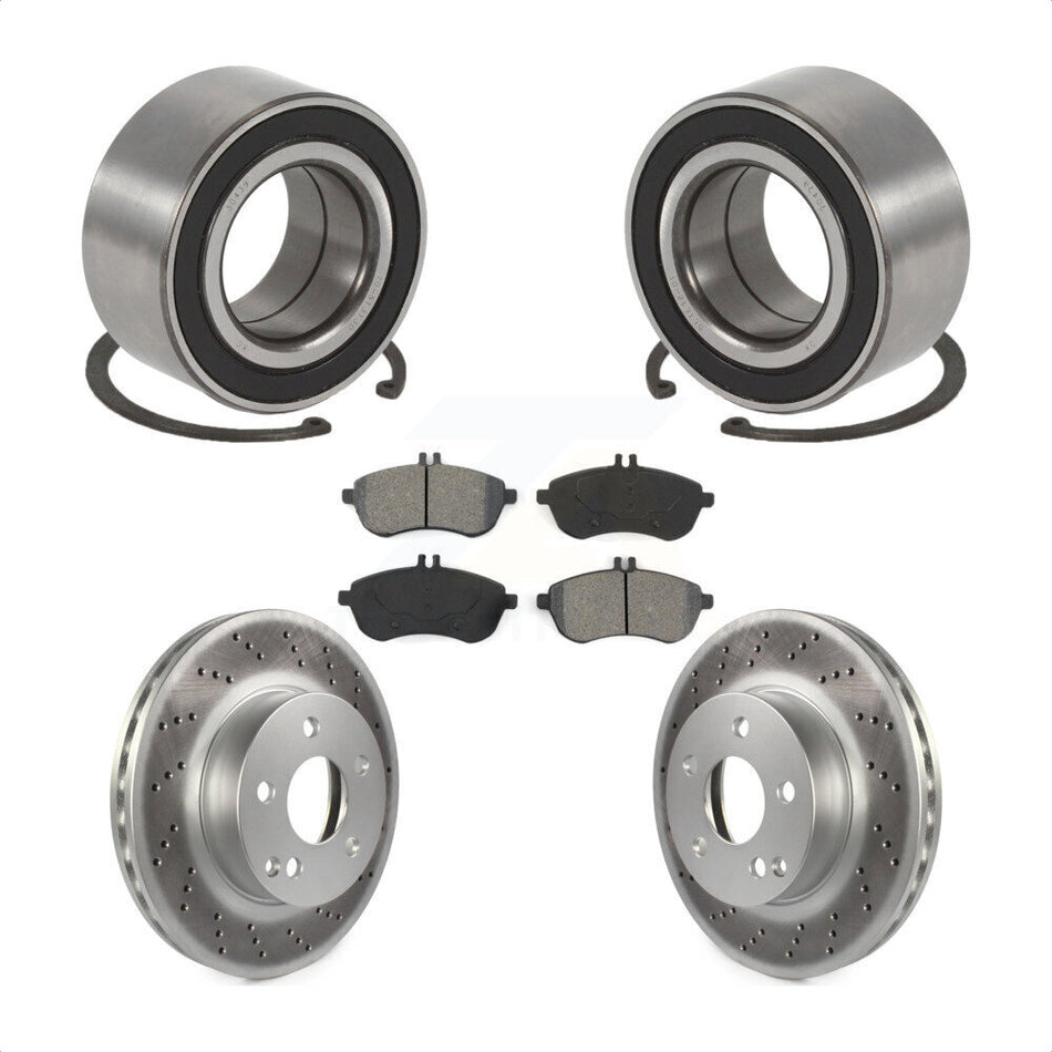 Front Wheel Bearing With Coated Disc Brake Rotors And Semi-Metallic Pads Kit For 2010-2010 Mercedes-Benz C300 C250 AWD KBB-101843