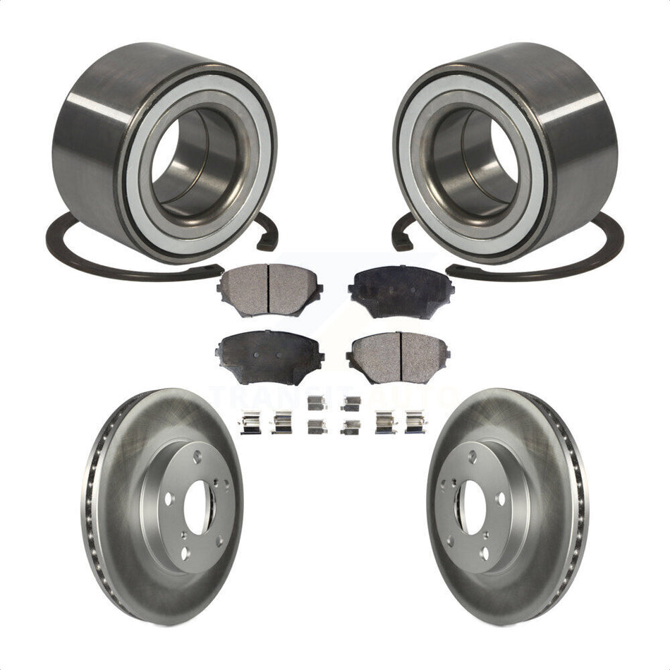 Front Wheel Bearing With Coated Disc Brake Rotors And Ceramic Pads Kit For Toyota RAV4 KBB-101855