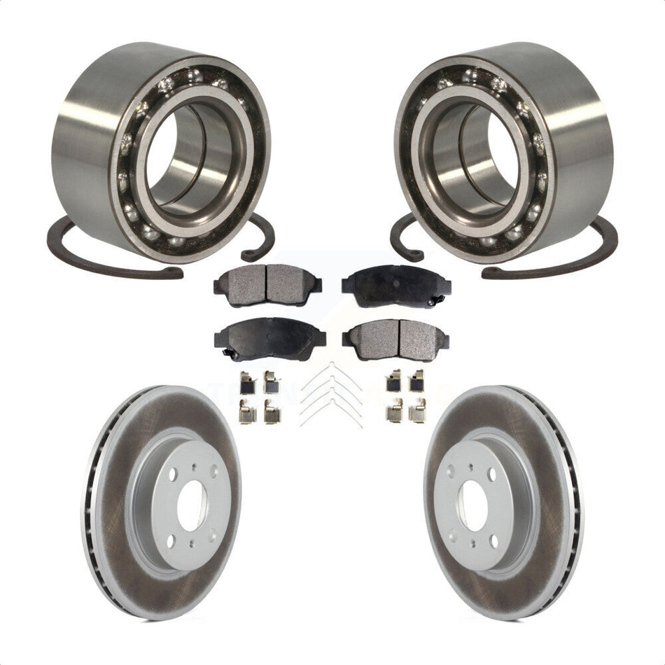 Front Wheel Bearing With Coated Disc Brake Rotors And Ceramic Pads Kit For 1993-1997 Toyota Corolla Geo Prizm KBB-101858