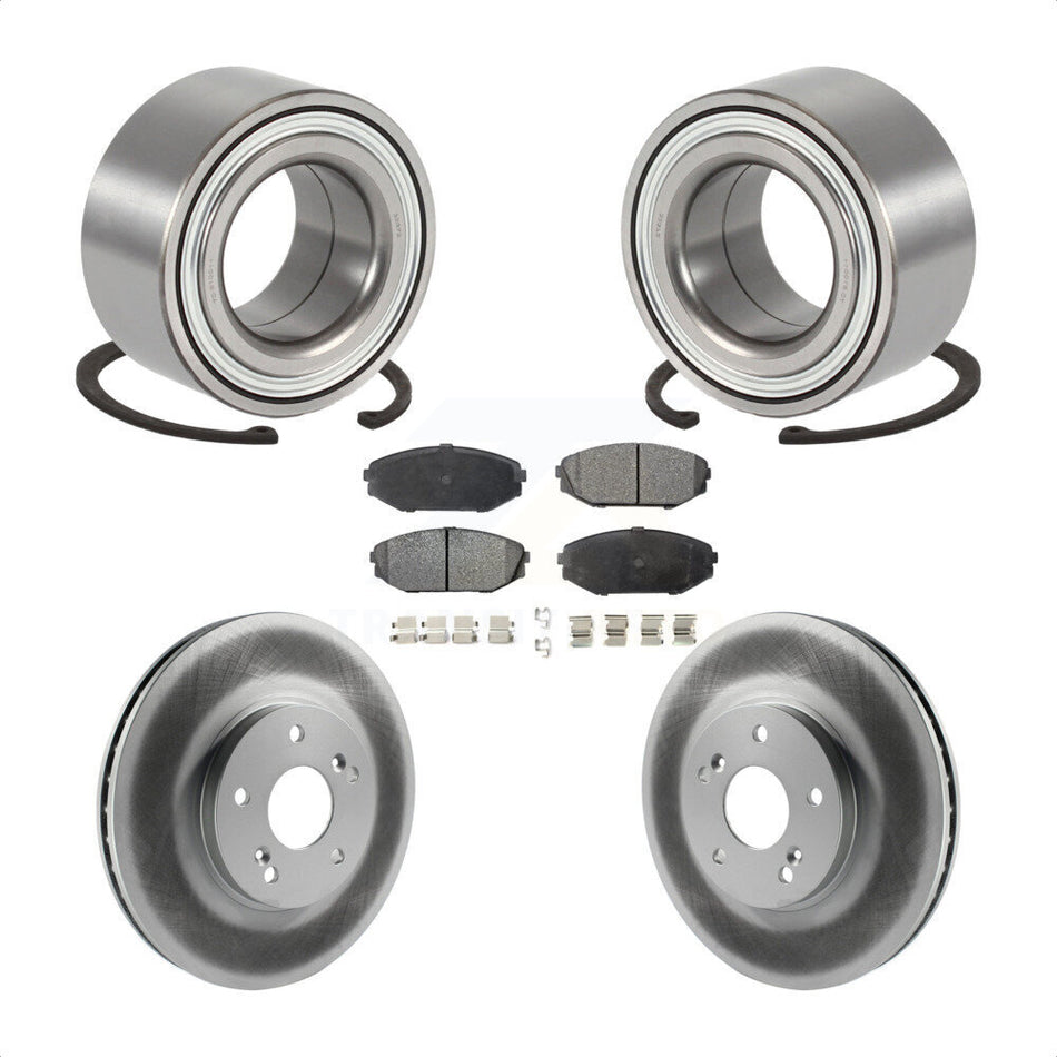 Front Wheel Bearing With Coated Disc Brake Rotors And Ceramic Pads Kit For 2001-2002 Acura MDX KBB-101866