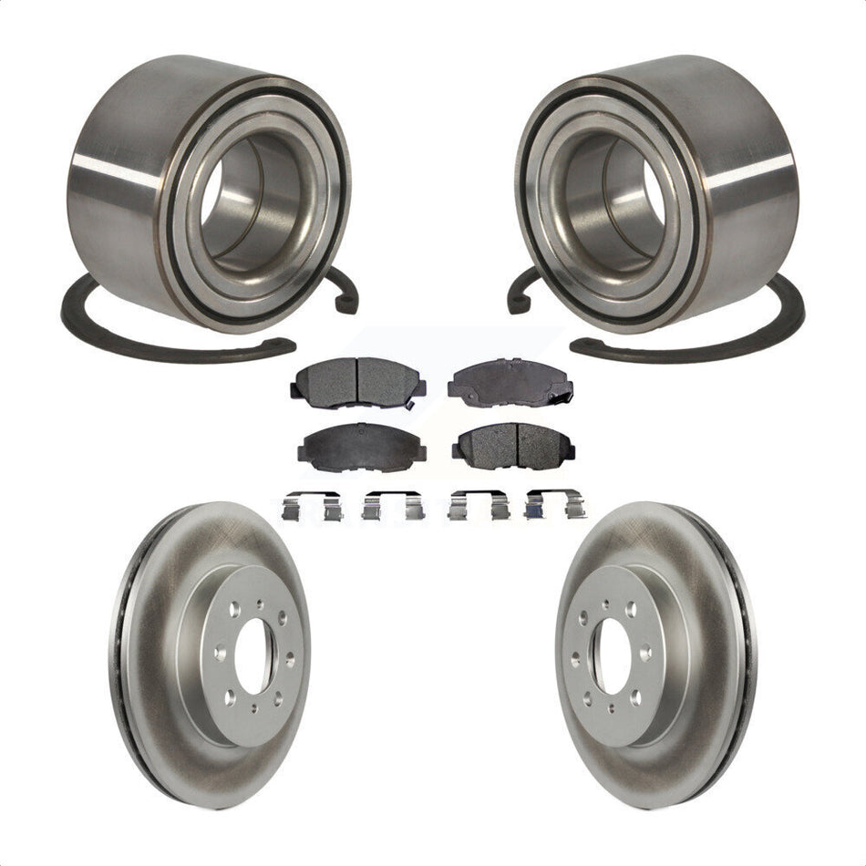 Front Wheel Bearing With Coated Disc Brake Rotors And Ceramic Pads Kit For Honda Civic Acura EL KBB-101875