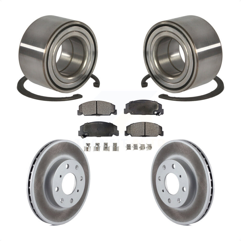 Front Wheel Bearing With Coated Disc Brake Rotors And Ceramic Pads Kit For Honda Civic del Sol KBB-101877