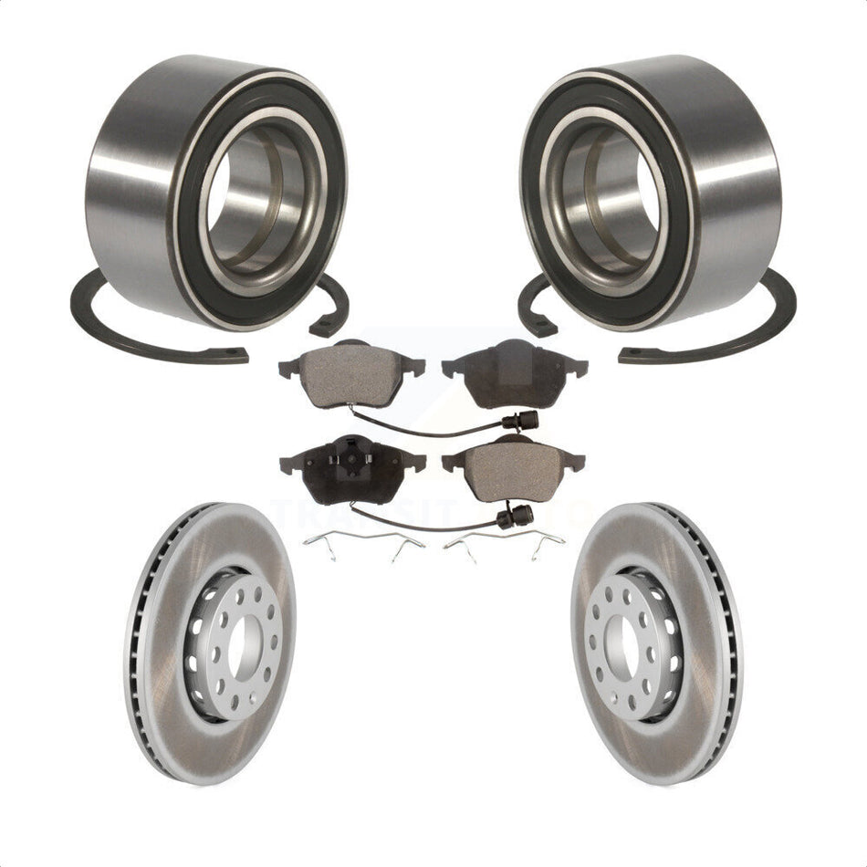 Front Wheel Bearing With Coated Disc Brake Rotors And Ceramic Pads Kit For Audi A6 Quattro 100 KBB-101879