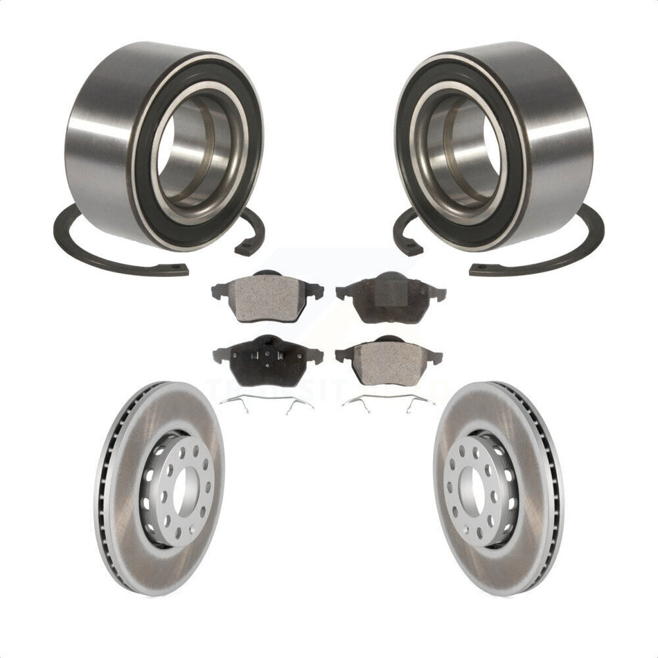 Front Wheel Bearing With Coated Disc Brake Rotors And Ceramic Pads Kit For Volkswagen Passat Audi A4 Quattro KBB-101880