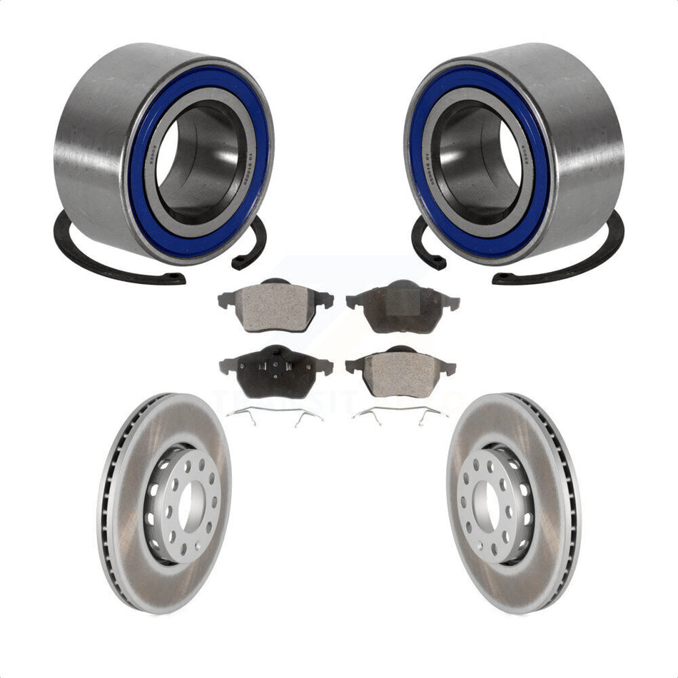 Front Wheel Bearing With Coated Disc Brake Rotors And Ceramic Pads Kit For Volkswagen Passat Audi A4 Quattro KBB-101884