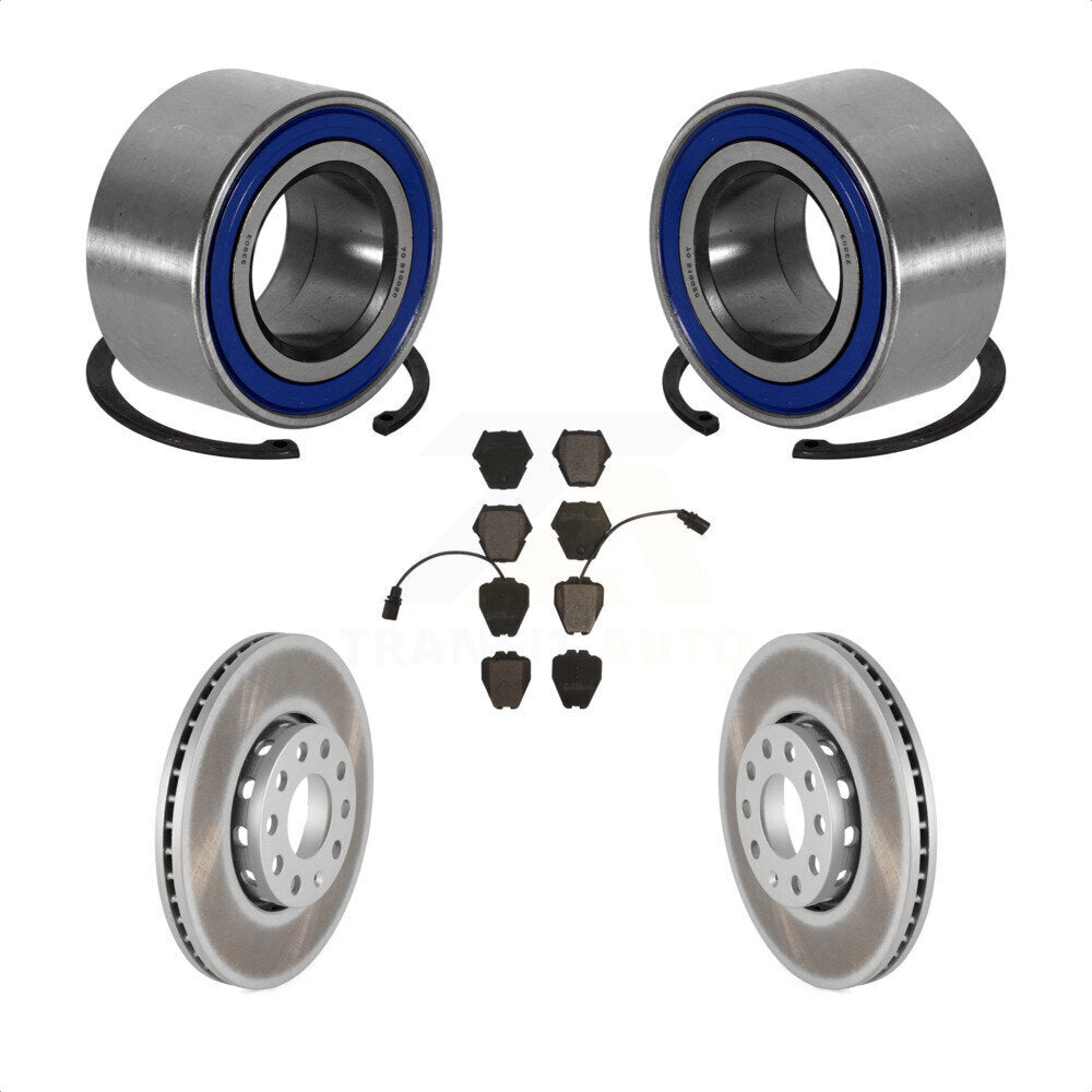 Front Wheel Bearing Coated Disc Brake Rotors And Pads Kit For 2002 Volkswagen Passat 1.8L KBB-101886