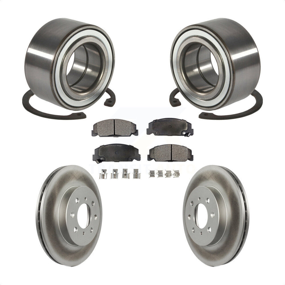 Front Wheel Bearing With Coated Disc Brake Rotors And Ceramic Pads Kit For 1997 Honda Civic LX with 4-Wheel ABS KBB-101890