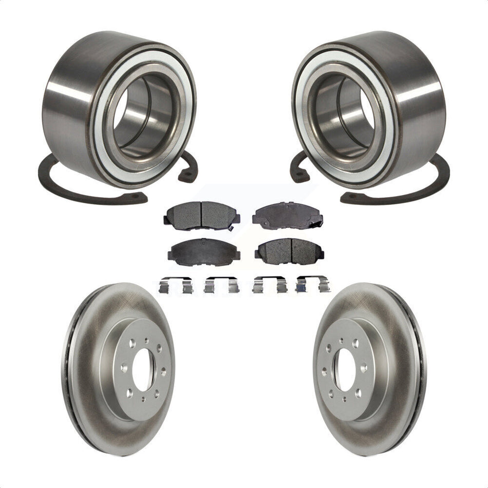 Front Wheel Bearing With Coated Disc Brake Rotors And Ceramic Pads Kit For Honda Civic Acura EL KBB-101891