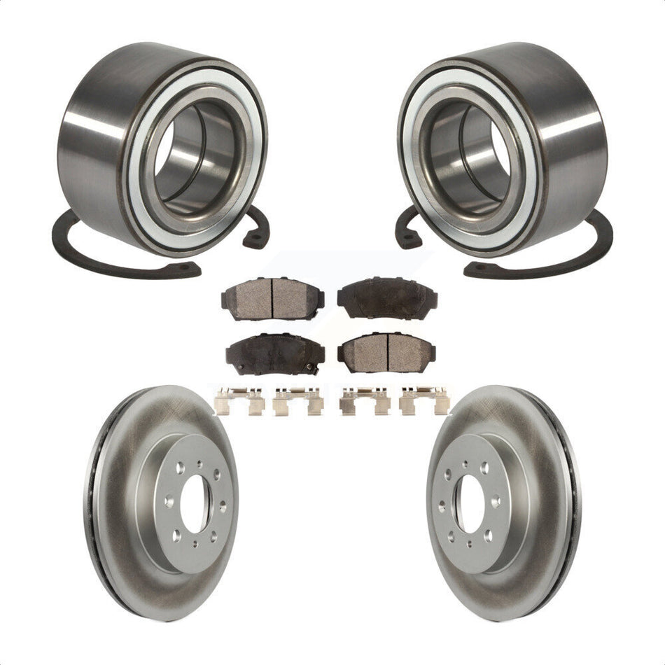 Front Wheel Bearing With Coated Disc Brake Rotors And Ceramic Pads Kit For Acura Integra Honda Civic KBB-101892