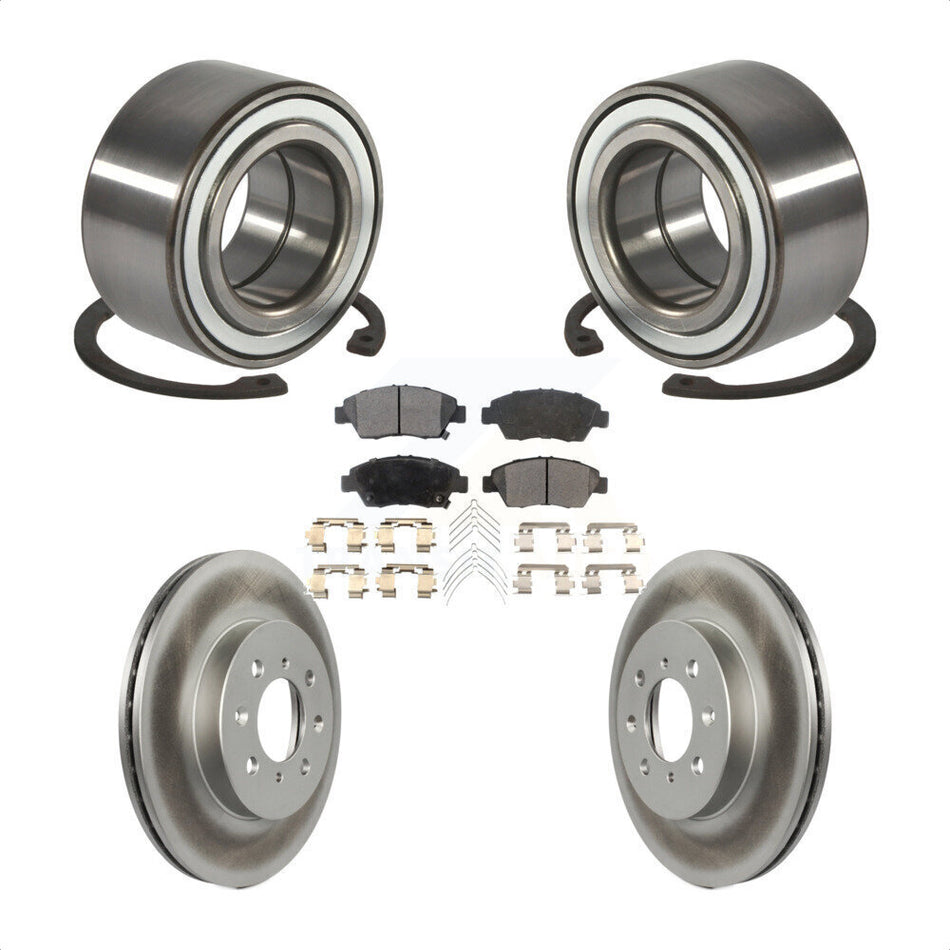 Front Wheel Bearing With Coated Disc Brake Rotors And Ceramic Pads Kit For Honda Civic del Sol KBB-101893