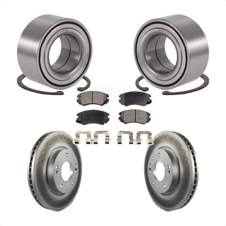 Front Wheel Bearing With Coated Disc Brake Rotors And Ceramic Pads Kit For Hyundai Sonata Kia Sportage Tucson Optima Magentis KBB-101899