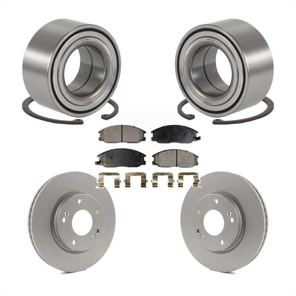 Front Wheel Bearing With Coated Disc Brake Rotors And Ceramic Pads Kit For 2001-2006 Hyundai Santa Fe 276mm Diameter Rotor KBB-101900