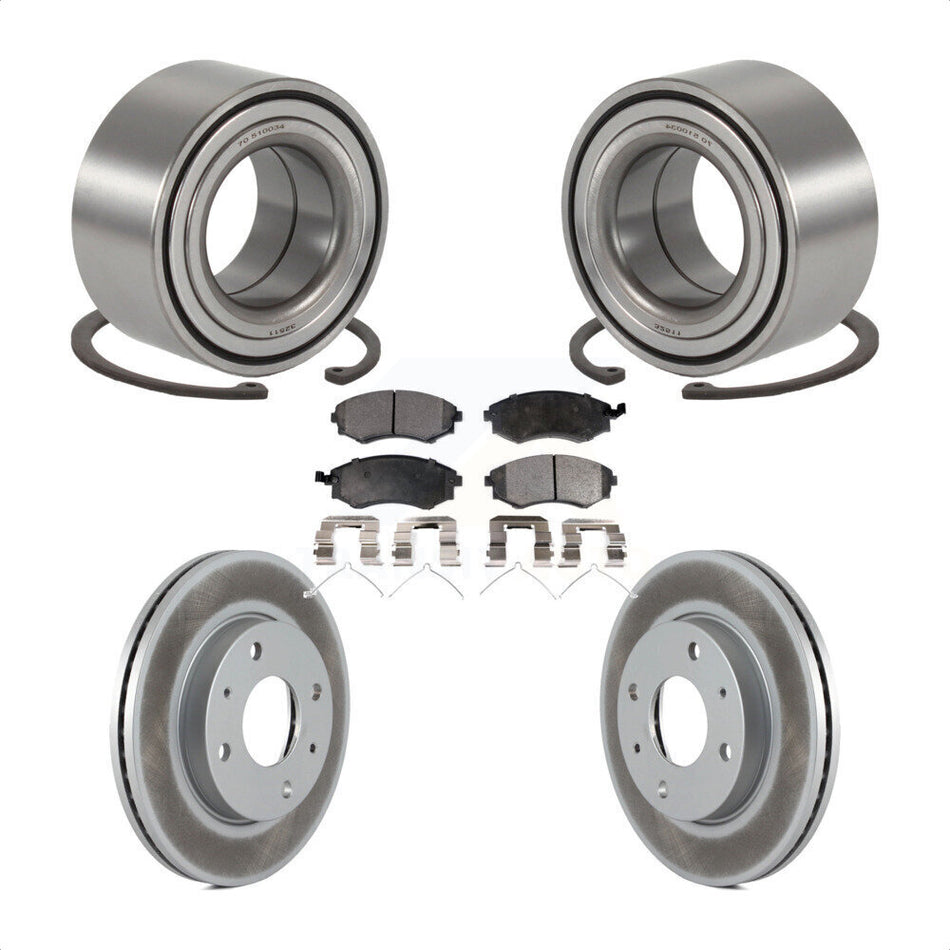 Front Wheel Bearing With Coated Disc Brake Rotors And Ceramic Pads Kit For Hyundai Sonata KBB-101902