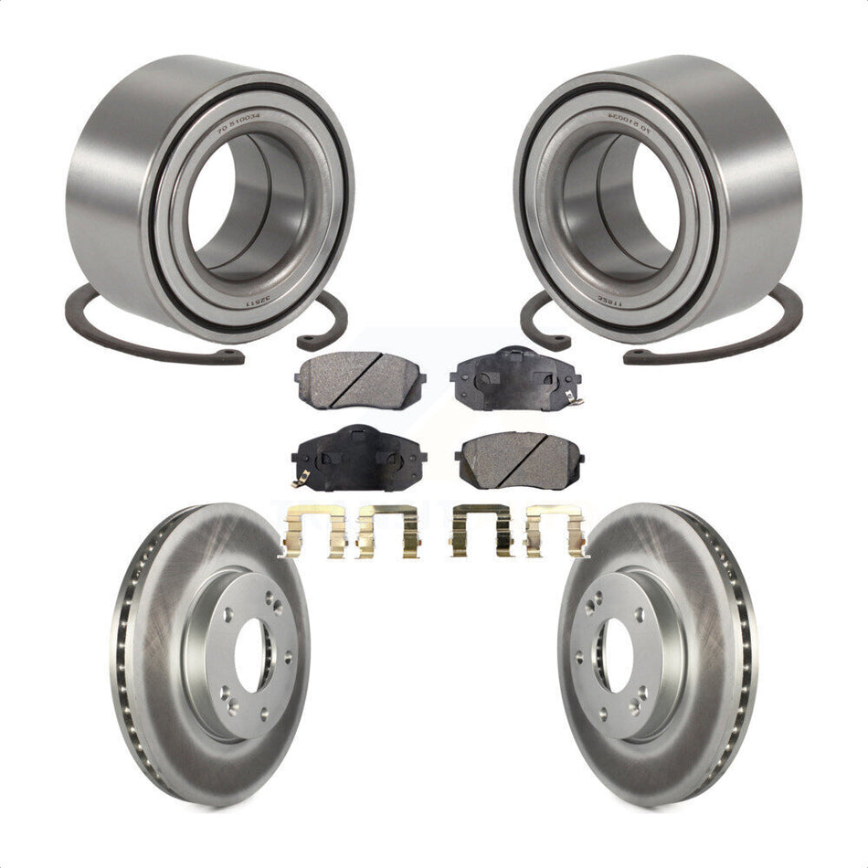 Front Wheel Bearing With Coated Disc Brake Rotors And Ceramic Pads Kit For 2007-2009 Kia Rondo KBB-101909