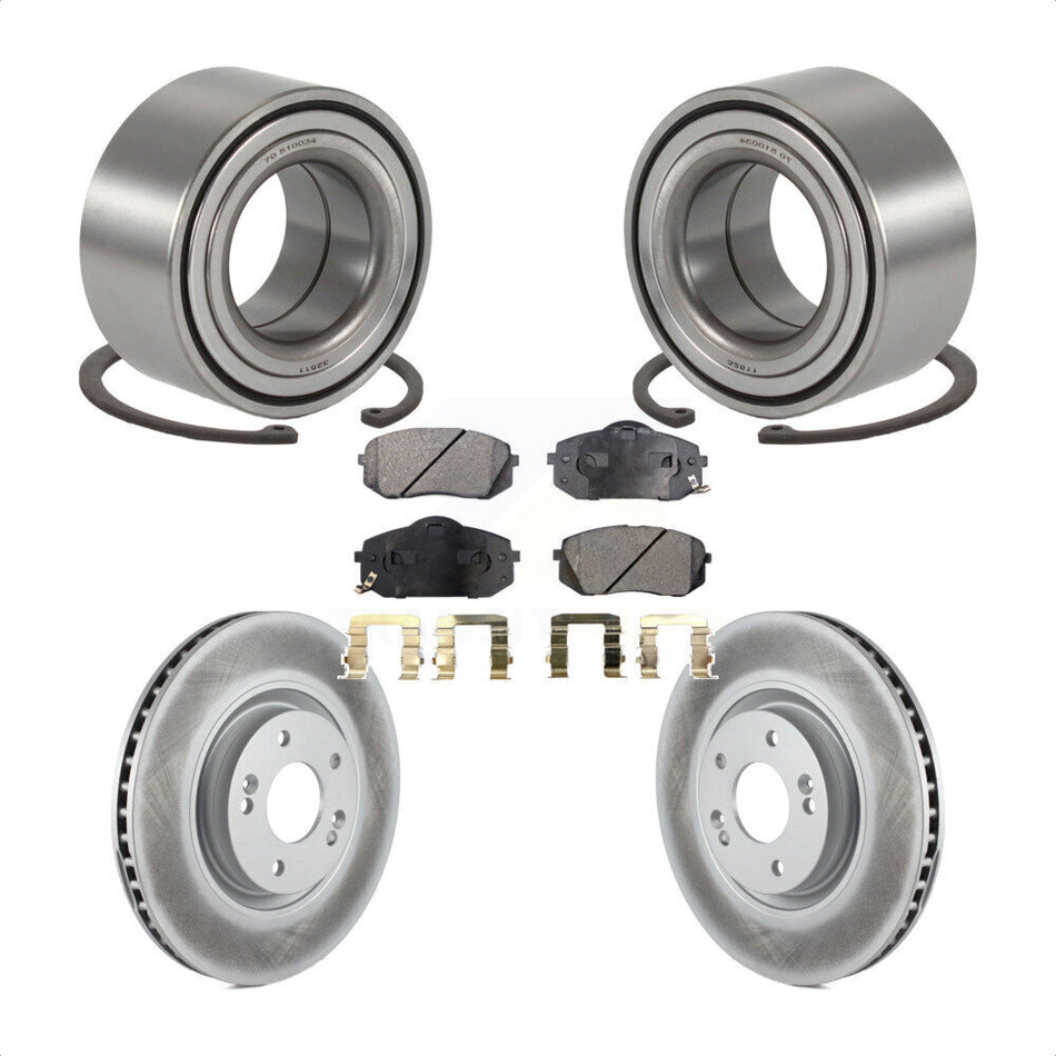 Front Wheel Bearing With Coated Disc Brake Rotors And Ceramic Pads Kit For 2014 Kia Cadenza To 05 19 2013 KBB-101910