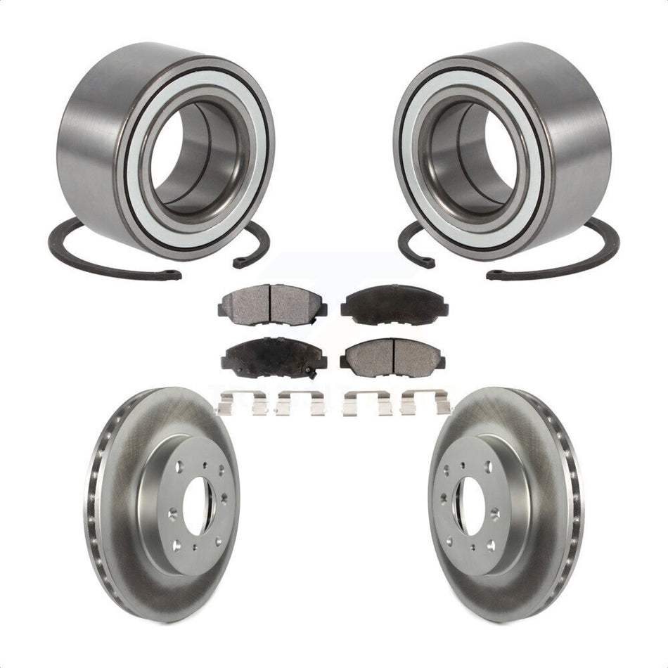 Front Wheel Bearing With Coated Disc Brake Rotors And Ceramic Pads Kit For 1998-2002 Honda Accord Coupe with 2.3L KBB-101913