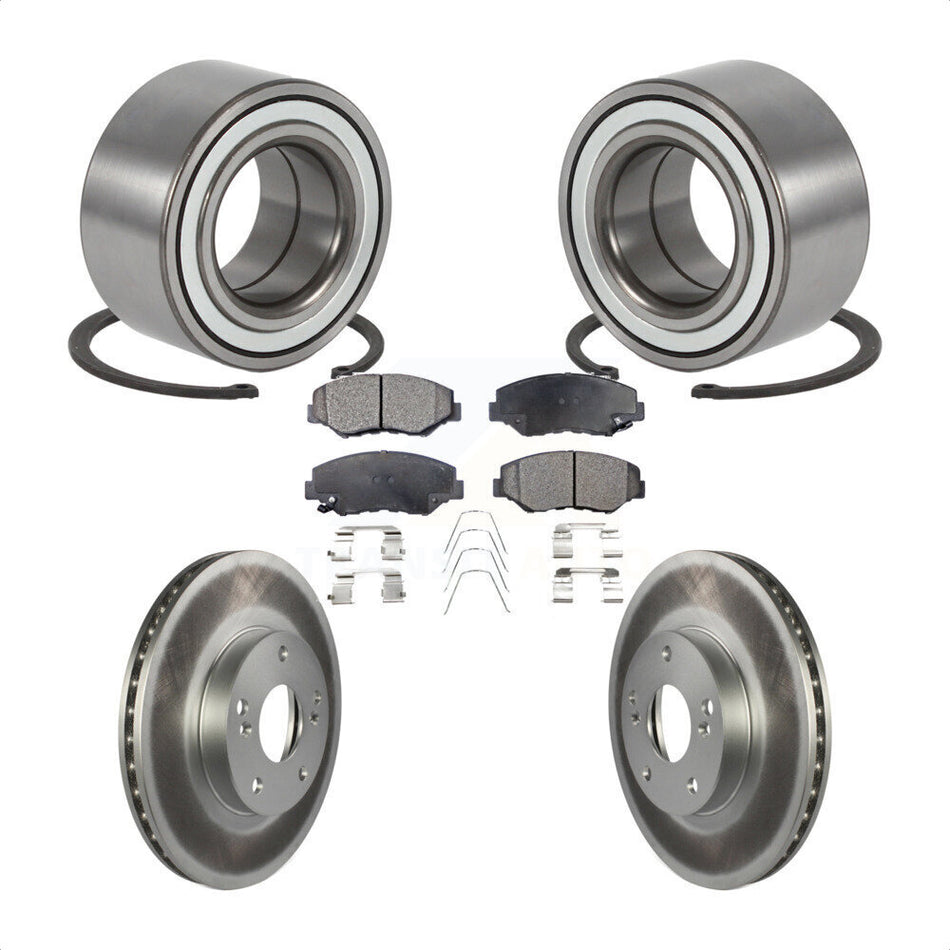 Front Wheel Bearing With Coated Disc Brake Rotors And Ceramic Pads Kit For Honda Element KBB-101916