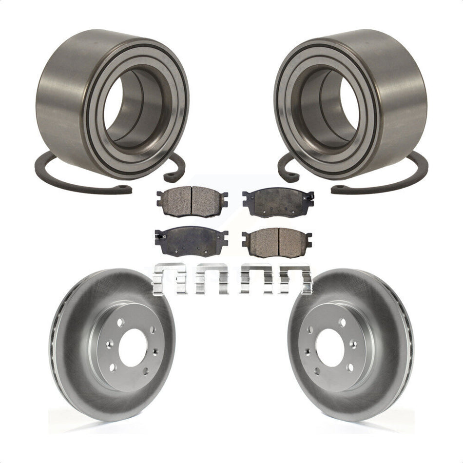 Front Wheel Bearing With Coated Disc Brake Rotors And Ceramic Pads Kit For Hyundai Accent Kia Rio Rio5 KBB-101924
