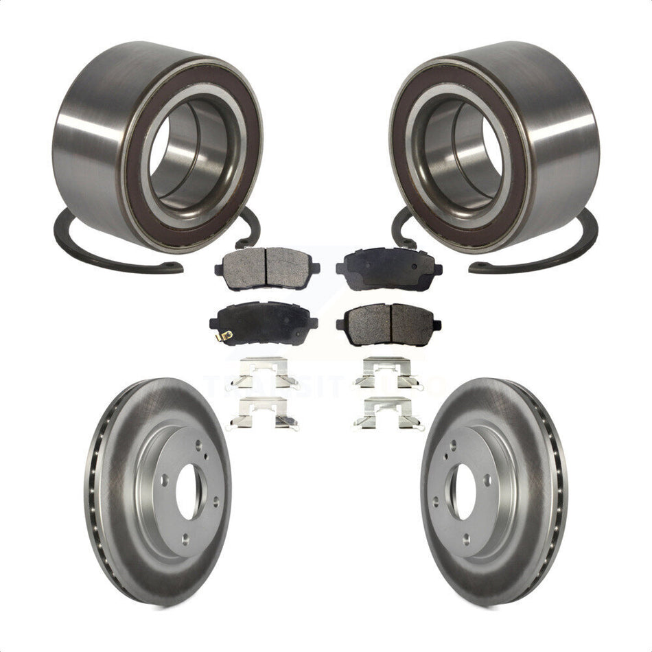 Front Wheel Bearing With Coated Disc Brake Rotors And Ceramic Pads Kit For Ford Fiesta KBB-101930
