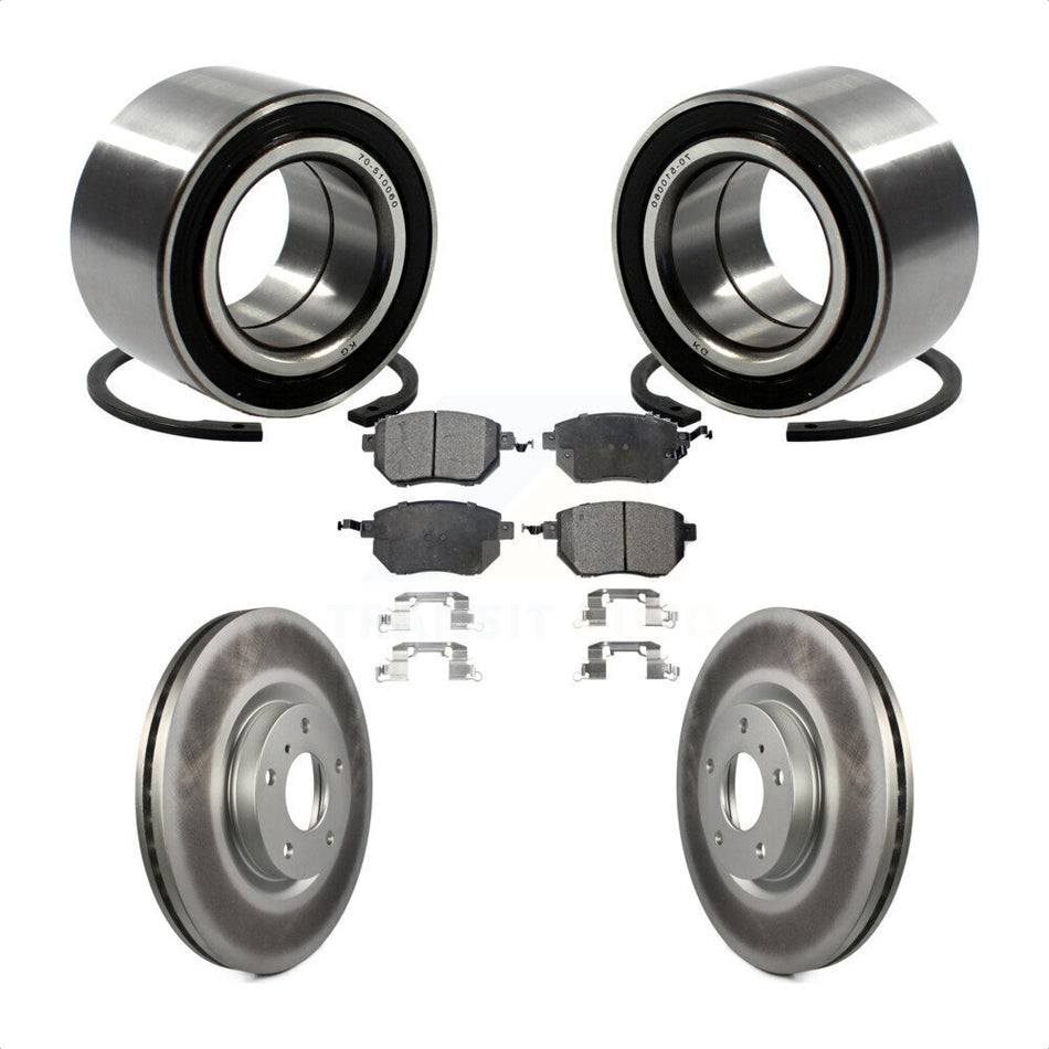 Front Wheel Bearing With Coated Disc Brake Rotors And Ceramic Pads Kit For Nissan Altima Maxima KBB-101937