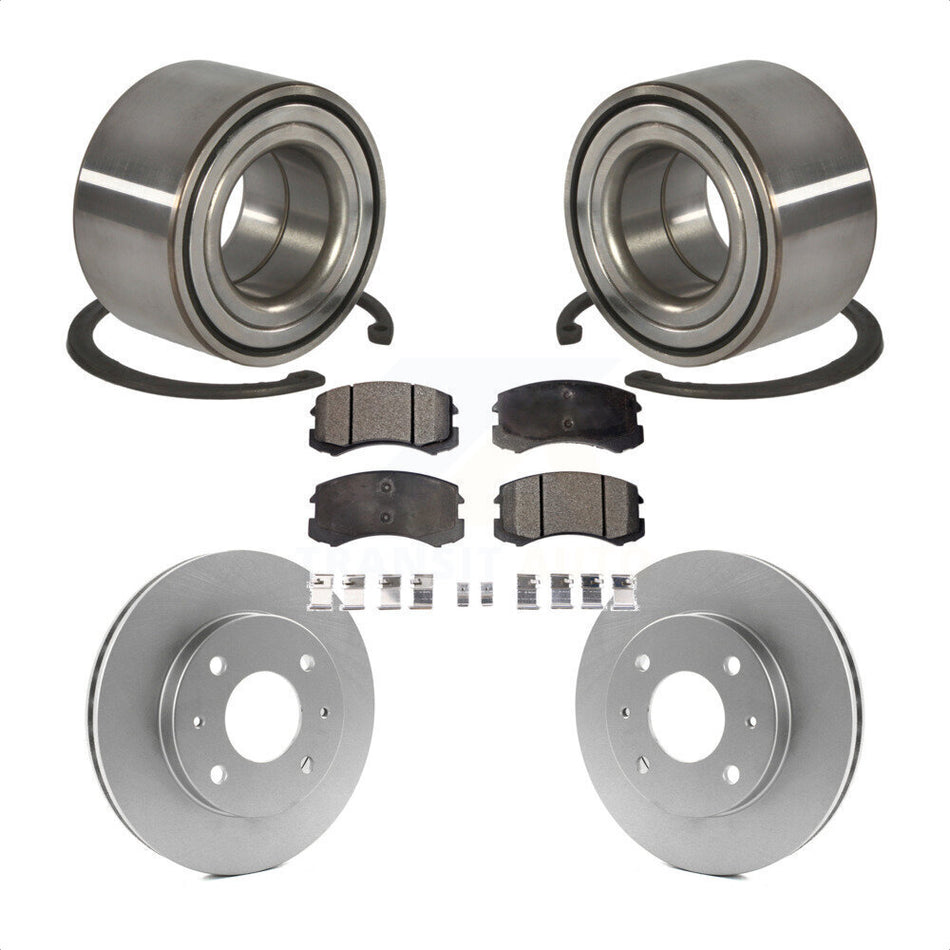 Front Wheel Bearing With Coated Disc Brake Rotors And Ceramic Pads Kit For 2006-2007 Mitsubishi Lancer ES 15" Factory Wheels KBB-101941