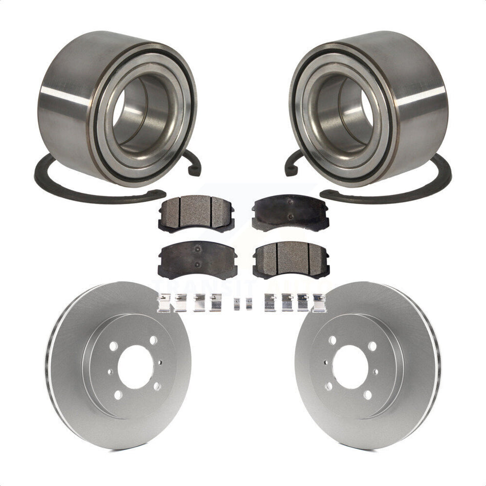Front Wheel Bearing With Coated Disc Brake Rotors And Ceramic Pads Kit For Mitsubishi Lancer ES KBB-101942