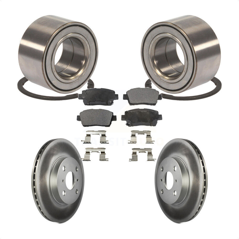 Front Wheel Bearing With Coated Disc Brake Rotors And Ceramic Pads Kit For 2001-2005 Toyota Echo KBB-101943
