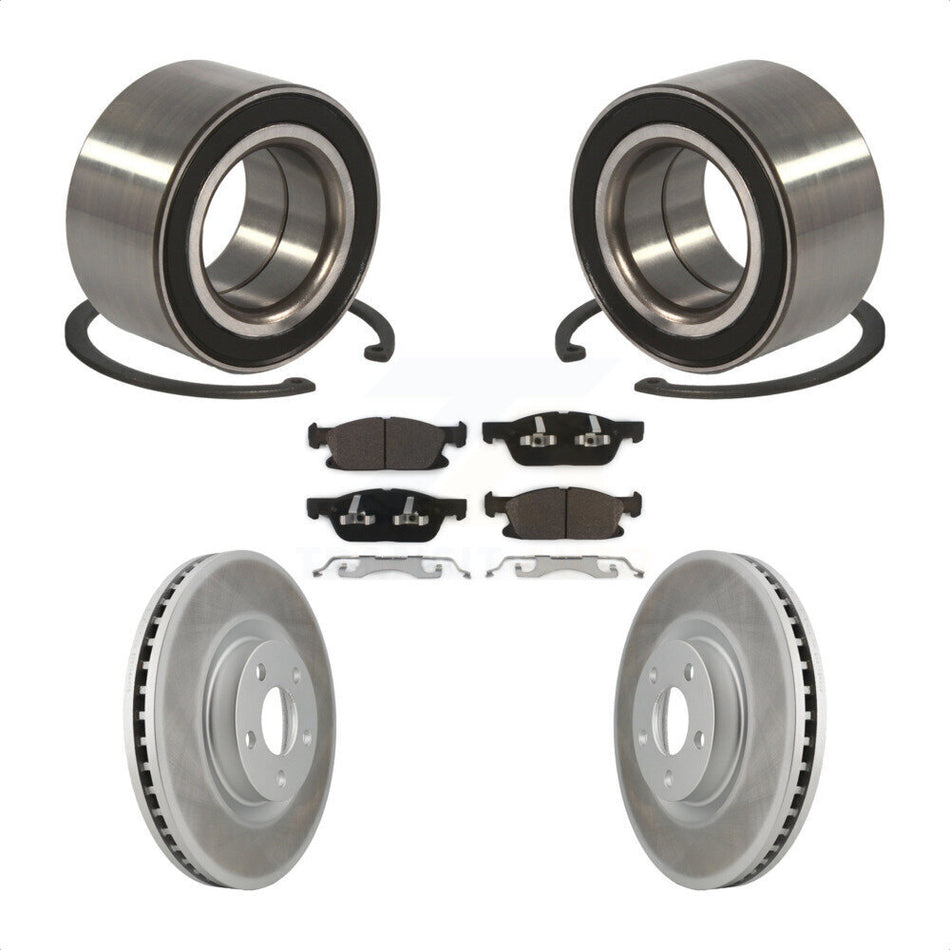 Front Wheel Bearing With Coated Disc Brake Rotors And Ceramic Pads Kit For 2015 Ford Edge FWD KBB-101947