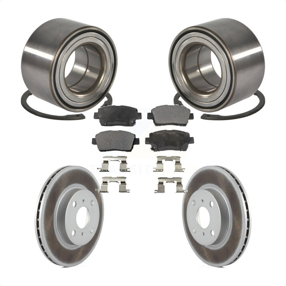 Front Wheel Bearing With Coated Disc Brake Rotors And Ceramic Pads Kit For 2001-2003 Toyota Prius KBB-101964