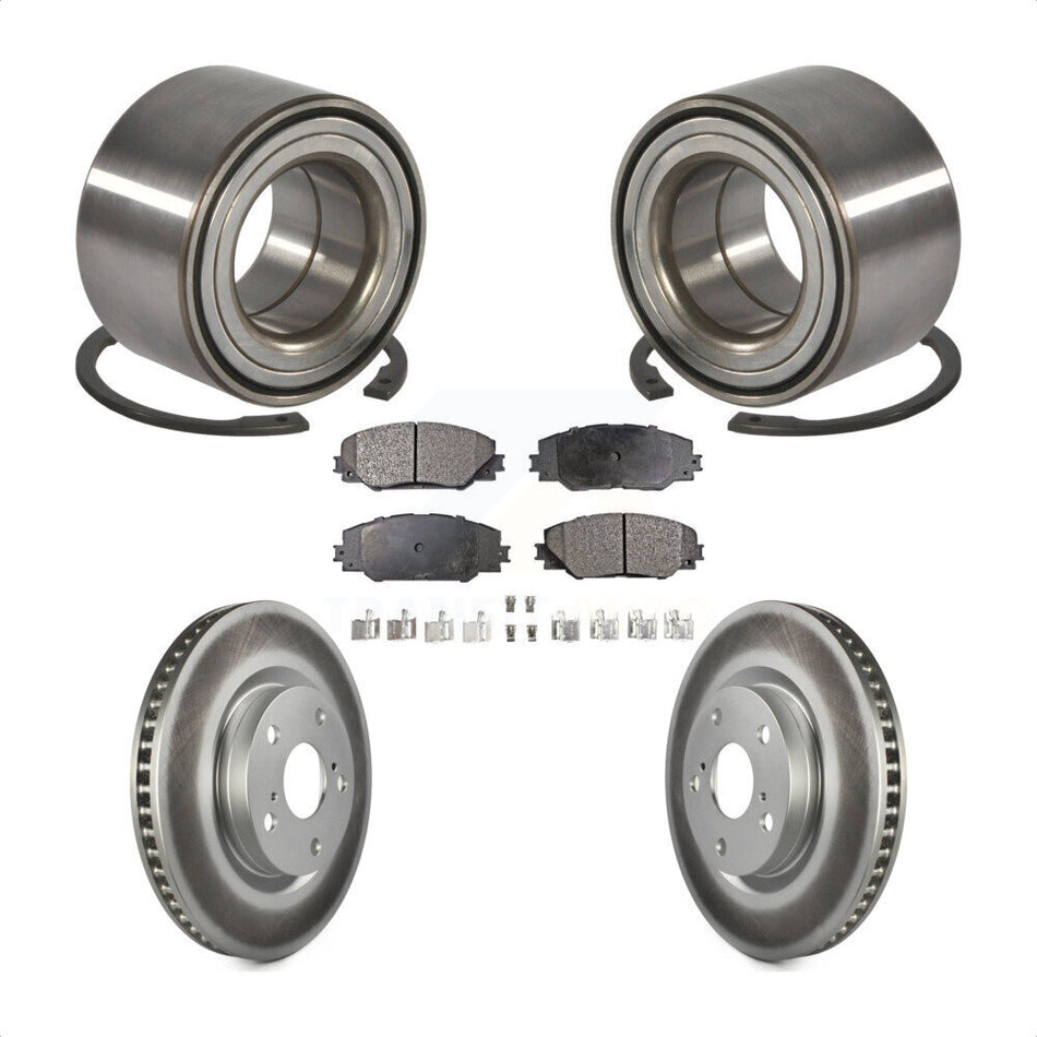 Front Wheel Bearing With Coated Disc Brake Rotors And Ceramic Pads Kit For 2017-2018 Toyota Corolla iM KBB-101967