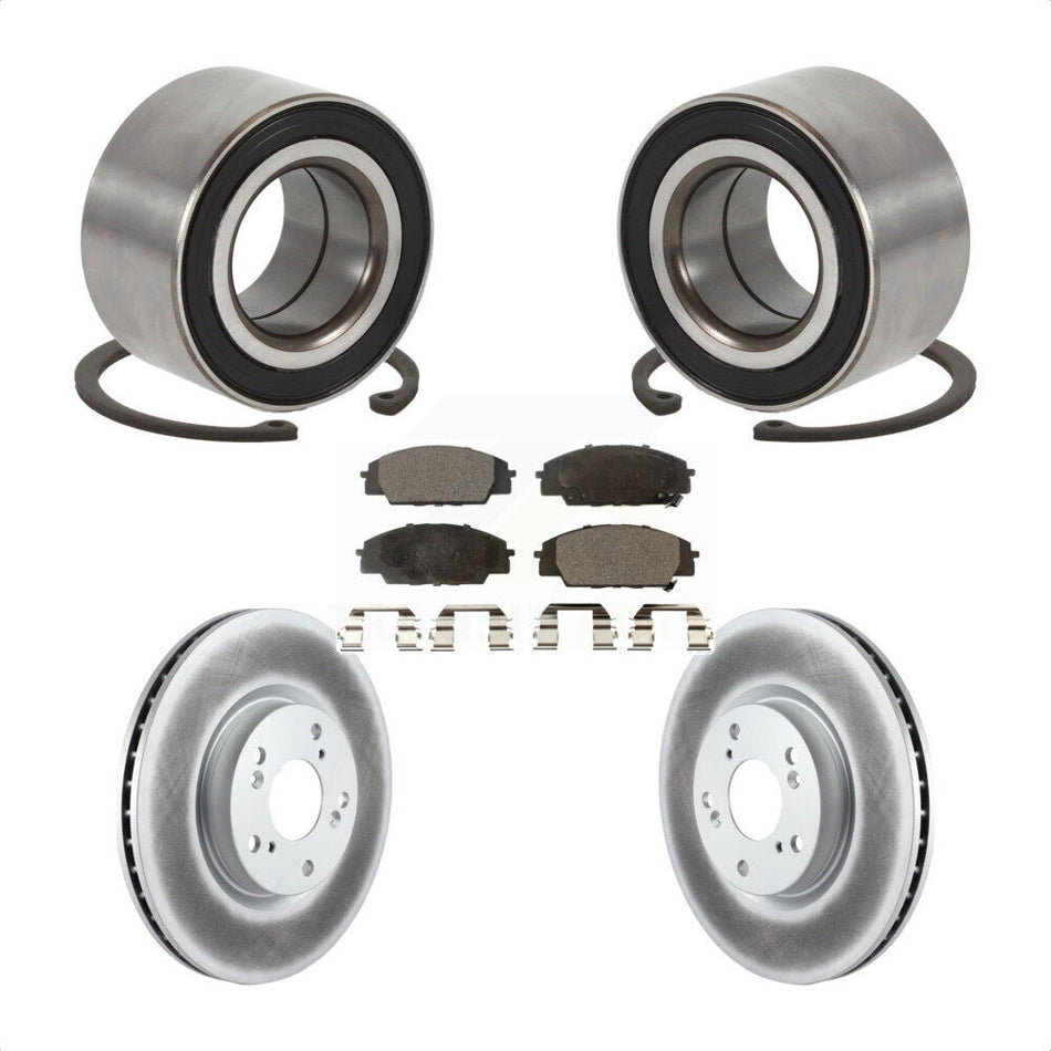 Front Wheel Bearing With Coated Disc Brake Rotors And Ceramic Pads Kit For Honda Civic Acura CSX KBB-101977
