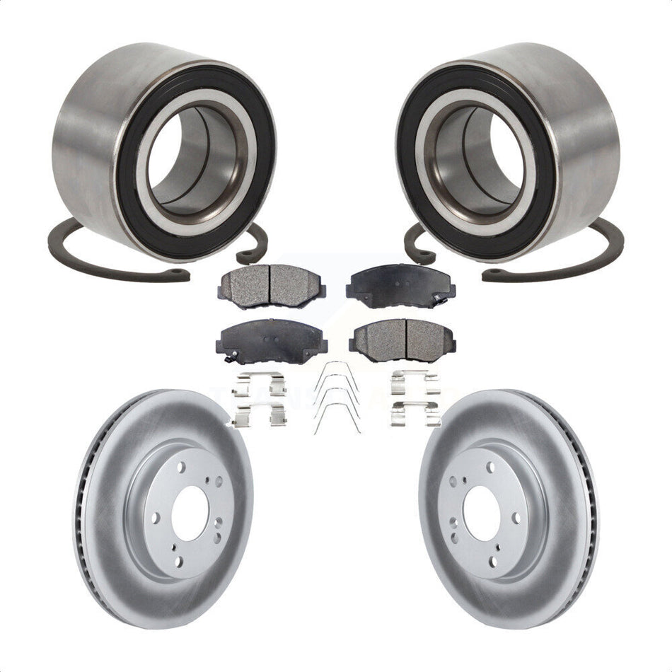 Front Wheel Bearing With Coated Disc Brake Rotors And Ceramic Pads Kit For Honda Civic KBB-101978