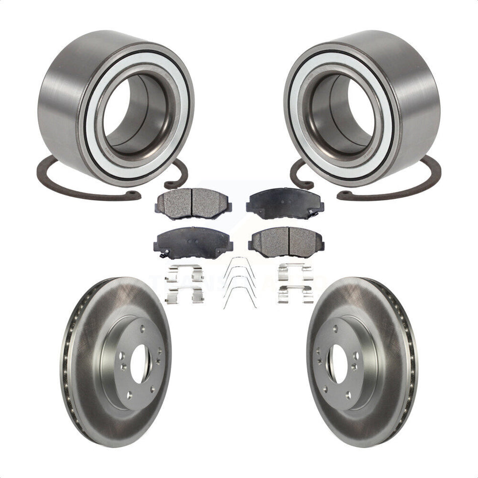 Front Wheel Bearing With Coated Disc Brake Rotors And Ceramic Pads Kit For Honda Element KBB-101980
