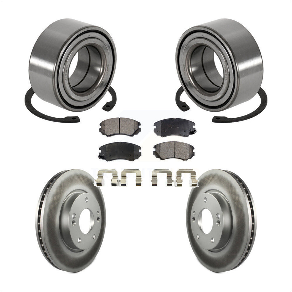 Front Wheel Bearing With Coated Disc Brake Rotors And Ceramic Pads Kit For Hyundai Tiburon KBB-101983