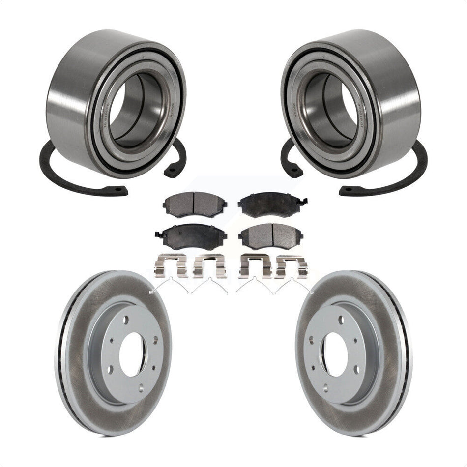 Front Wheel Bearing With Coated Disc Brake Rotors And Ceramic Pads Kit For Hyundai Sonata Kia Optima Magentis KBB-101984