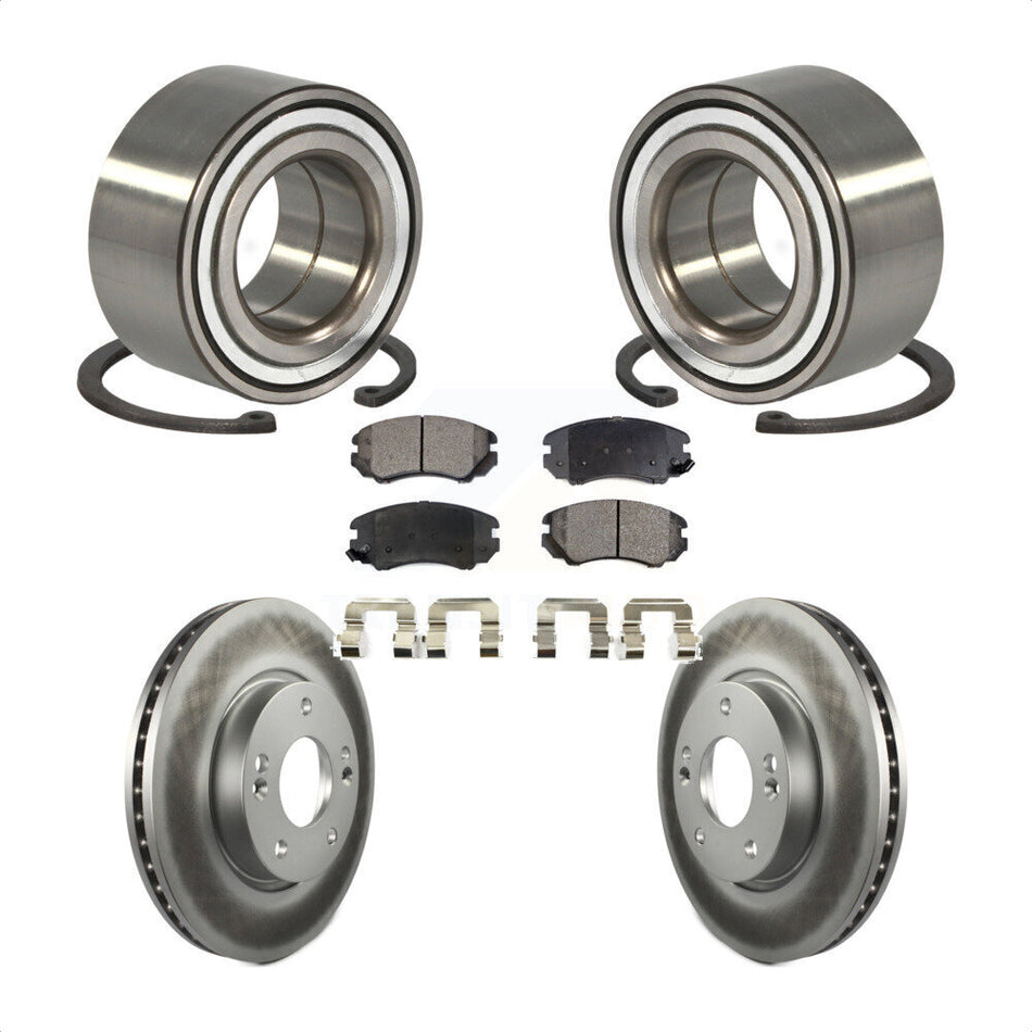 Front Wheel Bearing With Coated Disc Brake Rotors And Ceramic Pads Kit For Hyundai Tiburon KBB-101987