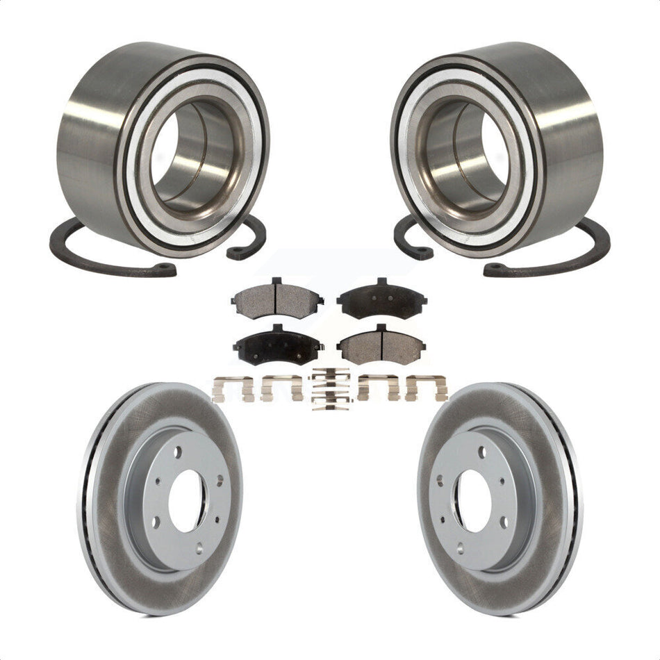 Front Wheel Bearing With Coated Disc Brake Rotors And Ceramic Pads Kit For Hyundai Elantra KBB-101989