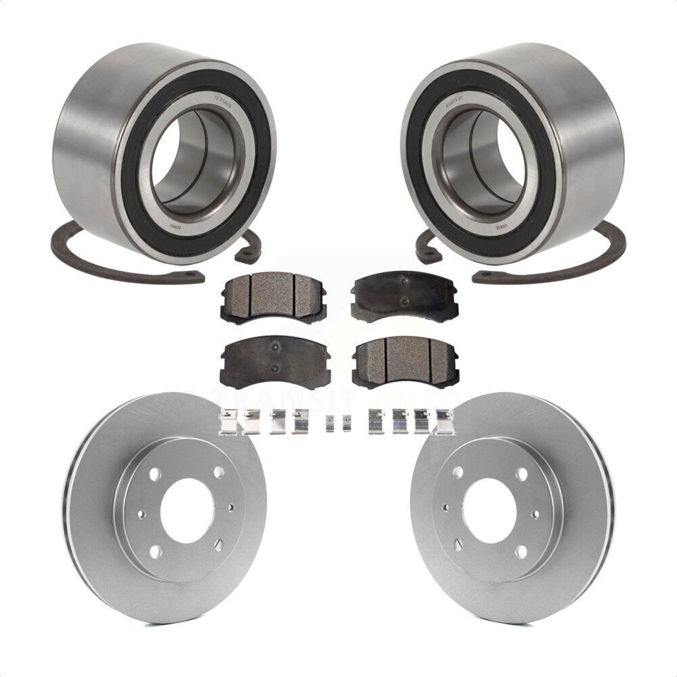Front Wheel Bearing With Coated Disc Brake Rotors And Ceramic Pads Kit For Mitsubishi Lancer KBB-101992