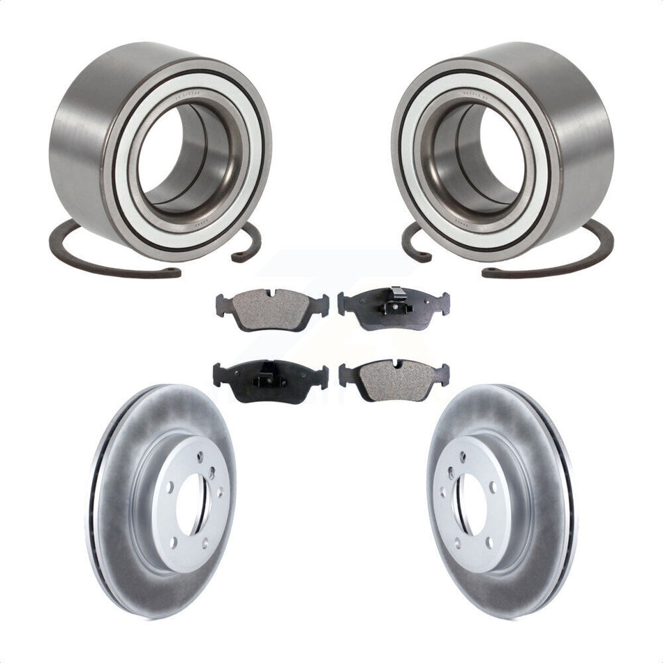 Front Wheel Bearing With Coated Disc Brake Rotors And Ceramic Pads Kit For 2001-2005 BMW 325i 325xi KBB-101995