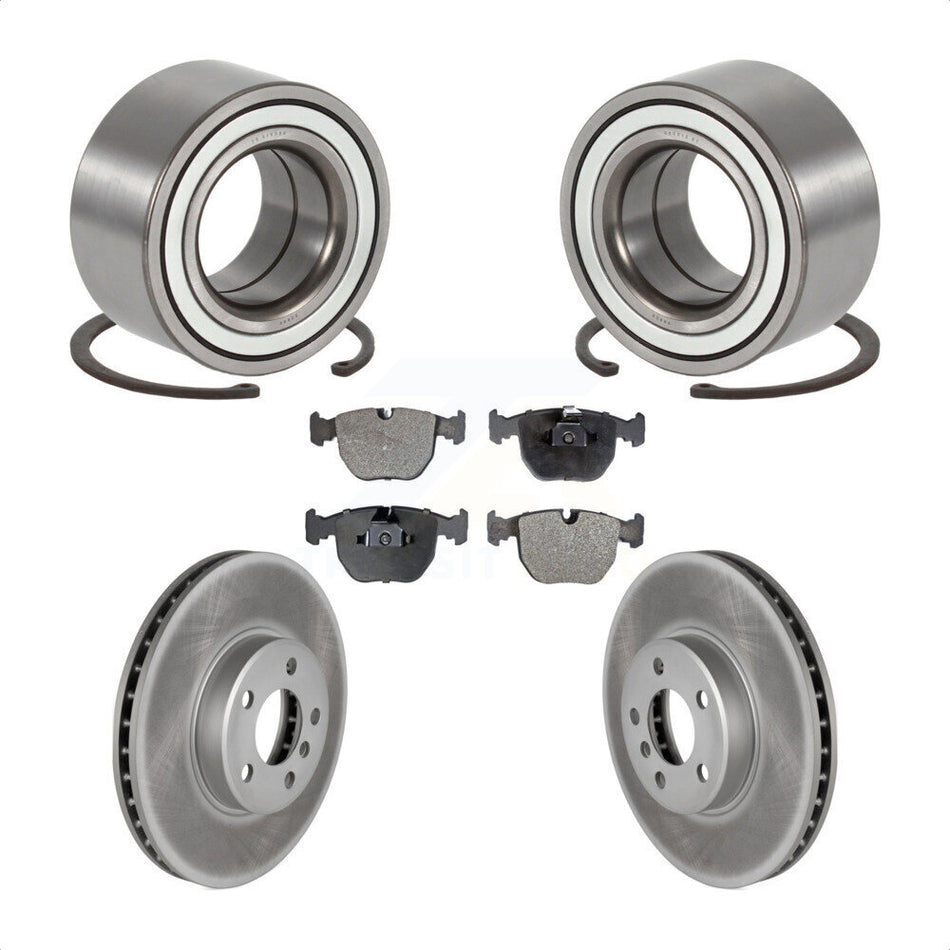 Front Wheel Bearing With Coated Disc Brake Rotors And Ceramic Pads Kit For 2000 BMW X5 KBB-101996