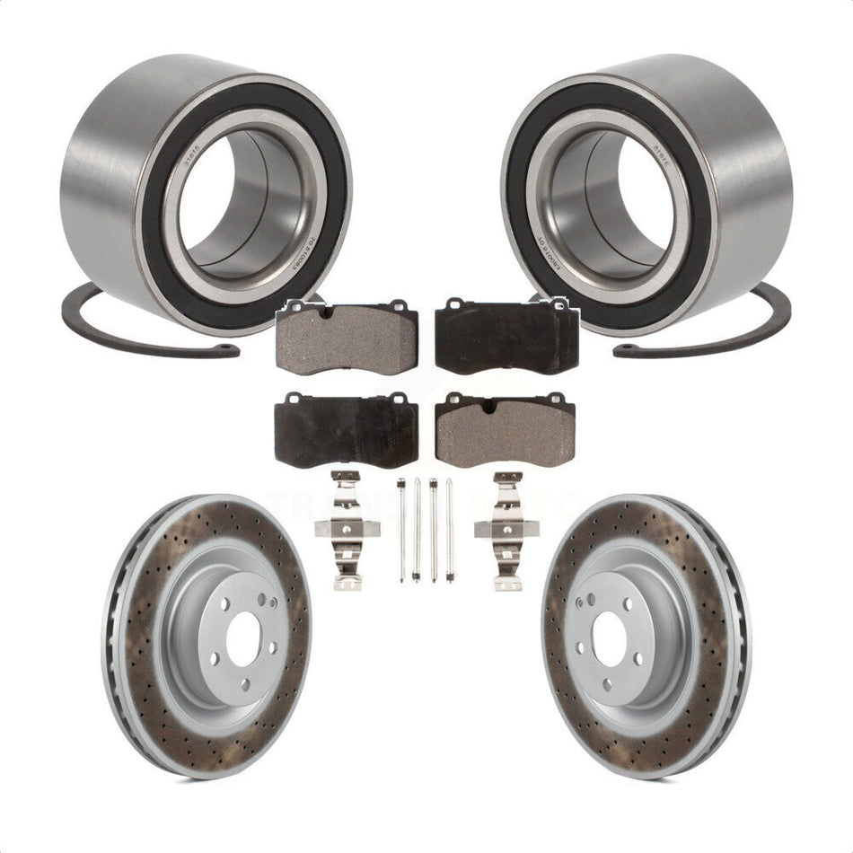 Front Wheel Bearing With Coated Disc Brake Rotors And Ceramic Pads Kit For 2009 Mercedes-Benz S450 KBB-102016